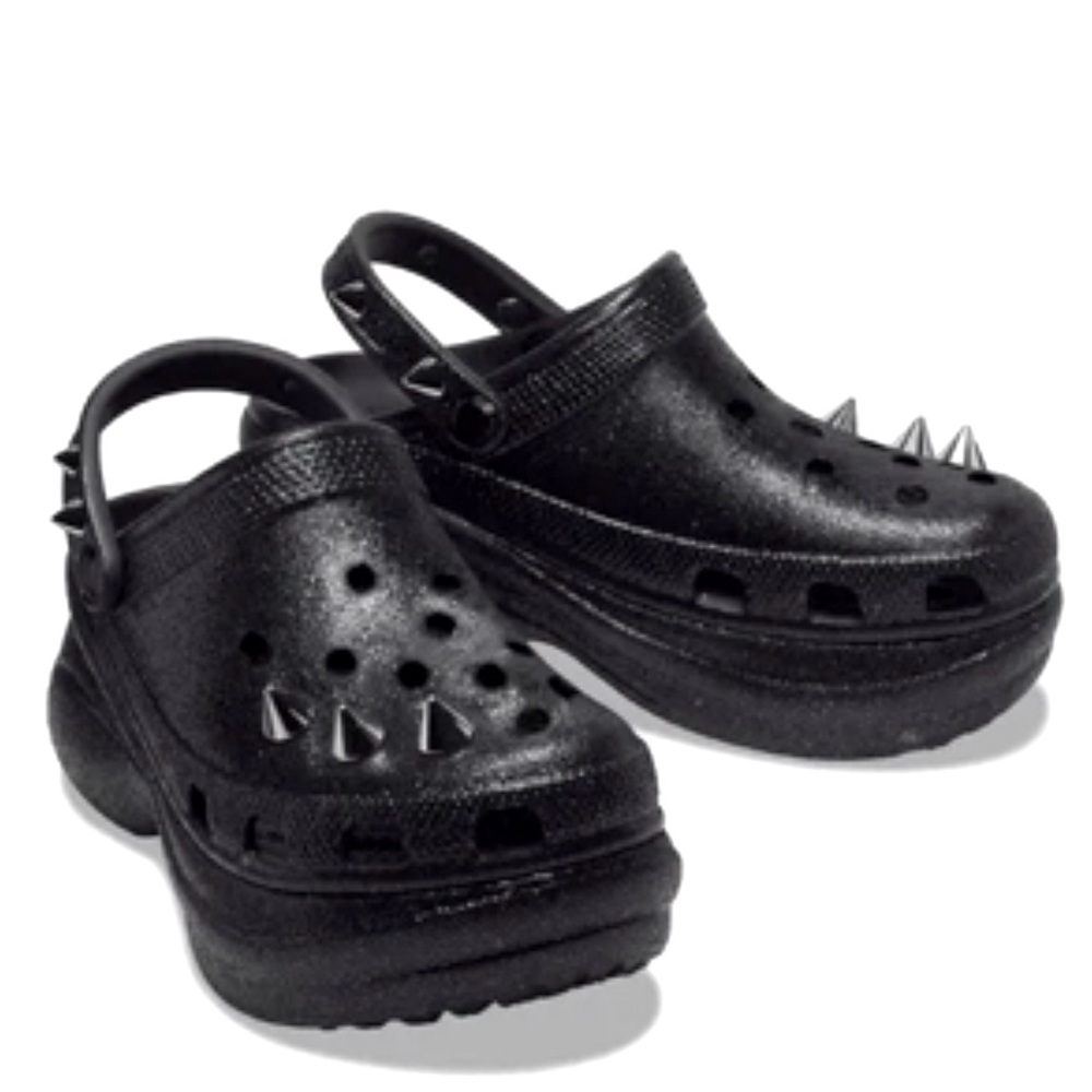 ICONIC CROCS Black Classic Bae Glitter Studded Platforms Size 9 US Women’s Crocs